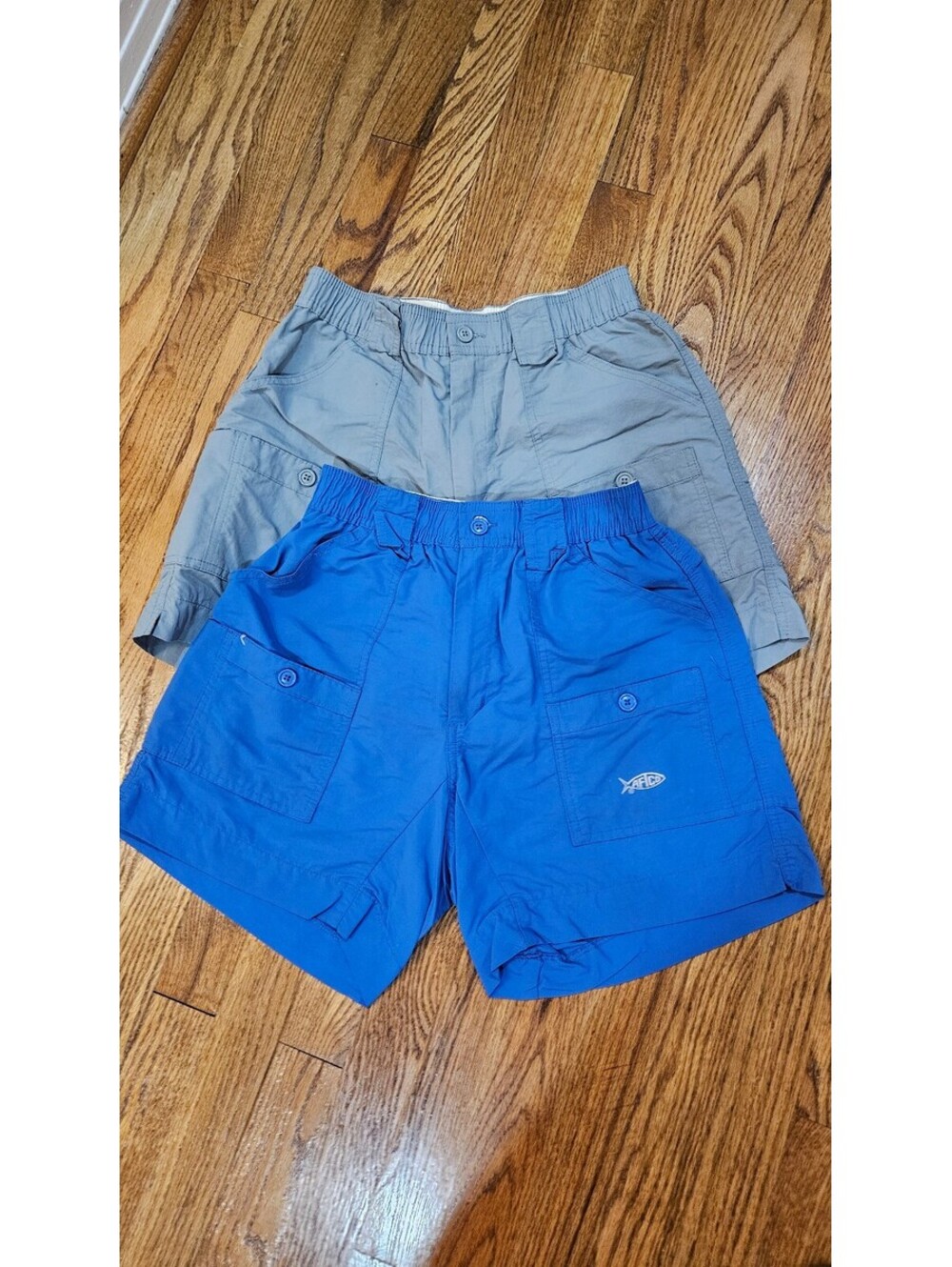AFTCO Men's Fishing Shorts, Size 30, Blue and Gray, Set of 2